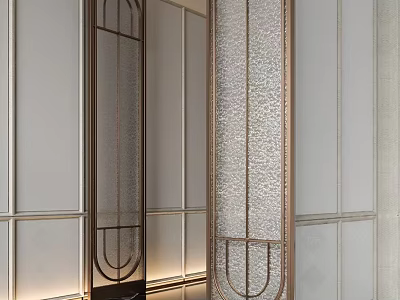 Modern Interior Decorative Screen With Metal Frame And Textured Glass Design 3d model