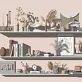 Modern Ornaments Combination Ornaments Decorative Rack Laminar Partition Vase 3d model