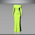Neon Green Off The Shoulder Long Sleeve Fitted Elegant Evening Dress Design