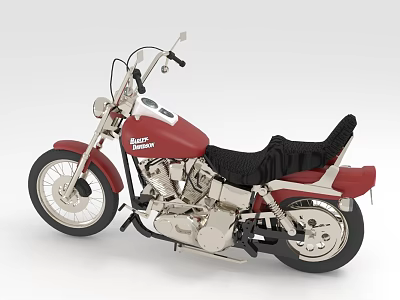 Red Classic Motorcycle With Black Seat And Shiny Metal Parts 3d model