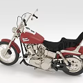 Red Classic Motorcycle With Black Seat And Shiny Metal Parts