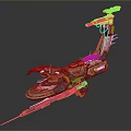 Futuristic Aerospace Spaceship Design With Detailed Engines And Weapon Systems