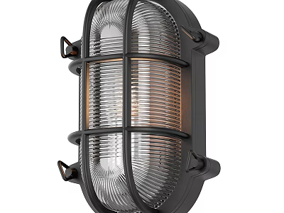 Black Metal Frame Outdoor Light With Clear Glass Grid Design For Exterior Use 3d model