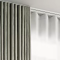 Elegant Layered Curtains With Gray Fabric Panels And White Sheer For Window Decoration