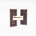 Dark Brown Traditional Swing Doors With Intricate Carved Patterns For Interior 3d model