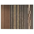 Modern Wall Design With Wooden Vertical Strips Metal Accents And Marble Panels
