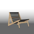 Modern Wooden Frame Lounge Chair With Striped Backrest And Seat Design