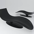 Black Chaise Lounge with Modern Sleek Curves and Round Base Design