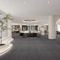 Luxurious Jewelry Store Interior Design With Glass Display Cases Chandelier And Decorative Plants