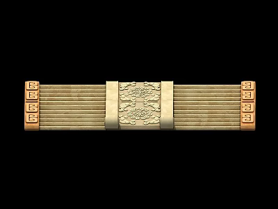 Traditional Chinese Wooden Decorative Strip With Intricate Carved Floral Pattern And Engraved Sides 3d model