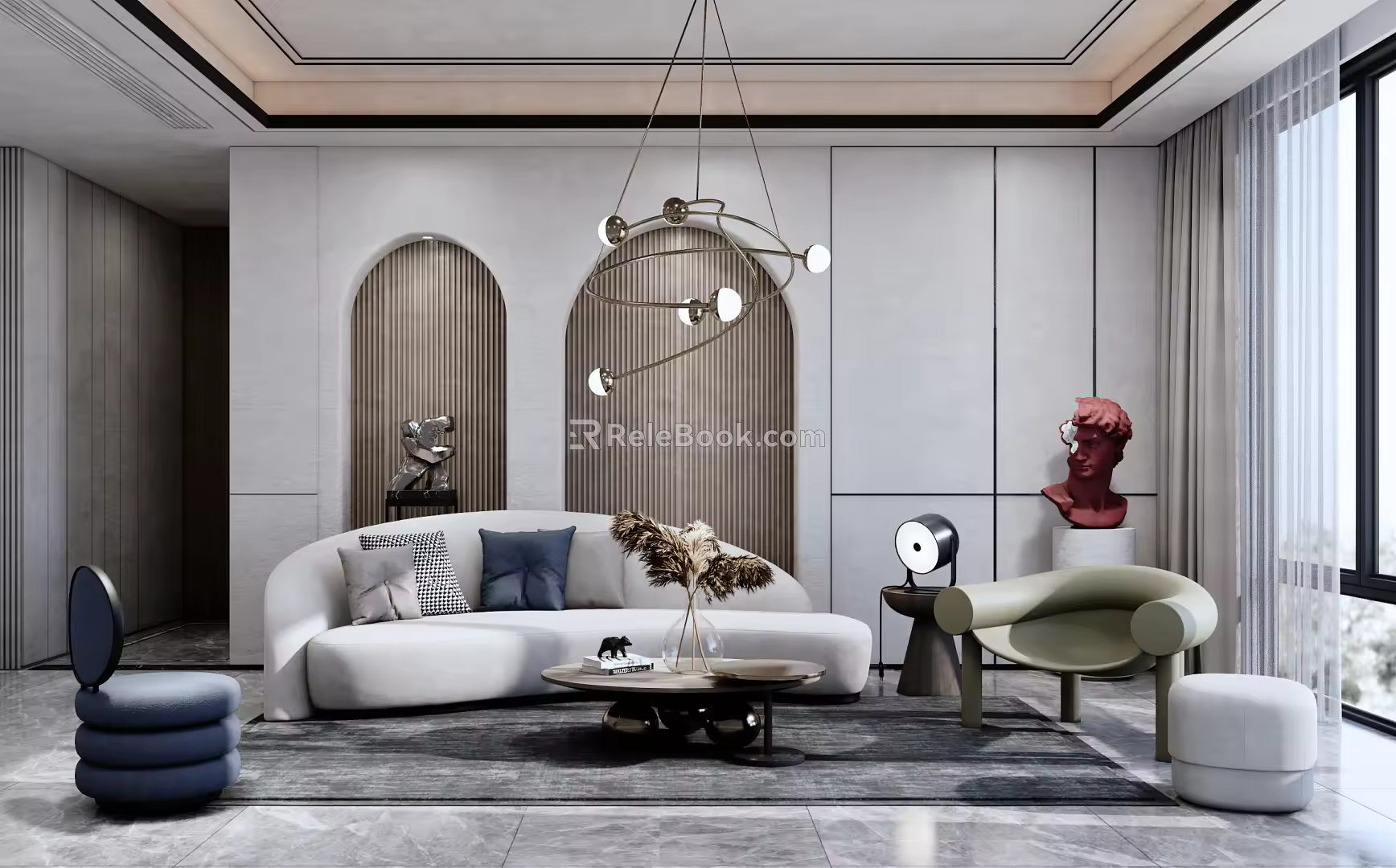 Modern sofa coffee table combination 3d model