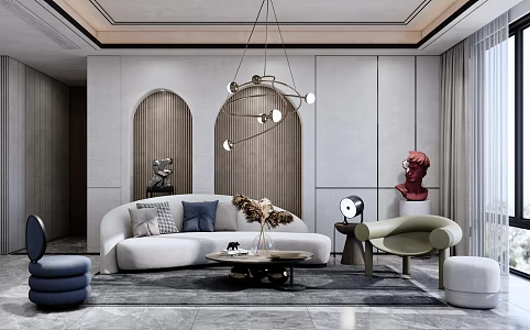 Modern sofa coffee table combination 3d model