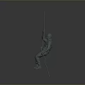 Military Style Figure Model Standing With Helmet Raised Long Pole And Short Stick