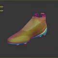 Bright Yellow Soccer Cleats High Top Design With Mesh Upper Black Heel And Spiked Sole