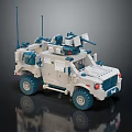 Electric Toy Armored Vehicle with Military Style Design Detailed Weapons and Blue Wheels