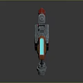 Futuristic Sci Fi Weapon Featuring Tactical Scope Orange Gray Design And Glowing Blue Lights 3d model