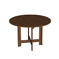 Natural Wooden Round Dining Table With Herringbone Top And Sturdy Cross Legs Design