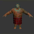 Animated Polynesian Game Movie Character With Traditional Tattoos Red Skirt And Necklace