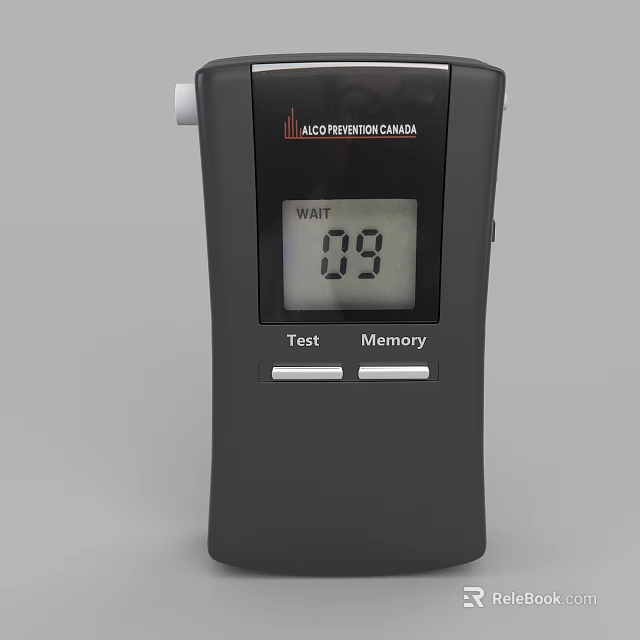 Commercial Alcohol Tester Device With Digital Screen Displaying Wait Time 09 Test And Memory Buttons 3d model 