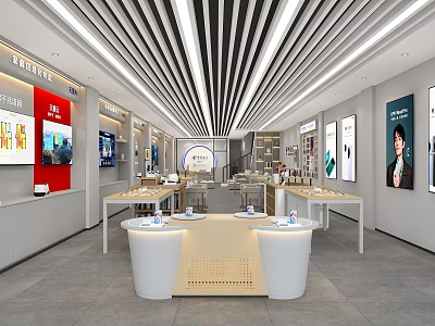 Modern Digital Store Interior Design With Display Counters And Tech Products 3d model