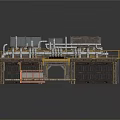 Industrial Equipment System With Metal Pipes Frame And Platform Structure