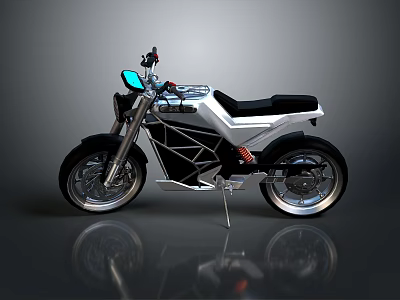 Sleek Modern Silver Motorcycle With Black Seat And Unique Frame Design 3d model