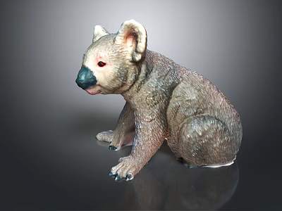 Koala Stuffed Toy With Gray Fur Large Ears And Sitting Posture 3d model