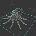 Vibrant Aquatic Octopus With Yellow Tentacles And Blue Spots On Seabed