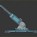 Futuristic Blue Mechanical Turret With Dual Barrels And Rotating Base
