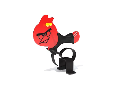 Red Angry Bird Building Blocks With Yellow Eyes And Black Stand Design 3d model