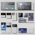 Multiple Modern Smart Control Interfaces With Time Weather Temperature Lighting And HVAC Displays 3d model