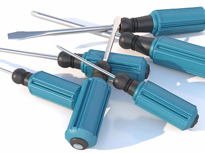 Blue Handle Screwdrivers As Essential Hardware Tools For Home Repair Projects 3d model