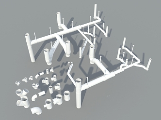 modern pipeline combination drainage pipe sewer 3d model