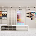 Materials Display Showroom With Wall Mounted Color Charts Floor Wood And Decorative Samples