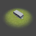 Silver Gray Caravan Parked on Green Grass with Open Door Windows and M Logo