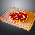 Fresh Pepperoni Pizza Placed on Natural Wooden Cutting Board with Melted Cheese