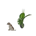 Detailed Reptile Sculpture Ornament With Glass Vase And Green Foliage Plants