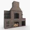 Modern Kitchen Oven Modern Kitchen Oven Barbecue Fireplace Wood Brick Wall Barbecue Pot Barbecue Grill Exterior Wall House Chimney 3d model