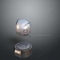 Silver Spherical Equipment With Cylindrical Base Slender Antennas And Attached Label 3d model
