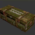 Green Wooden Weapons Ammo Box With Metal Clasps And Warning Labels