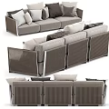 Modern Modular Sectional Sofa With Woven Design Multiple Cushions And Neutral Tones 3d model