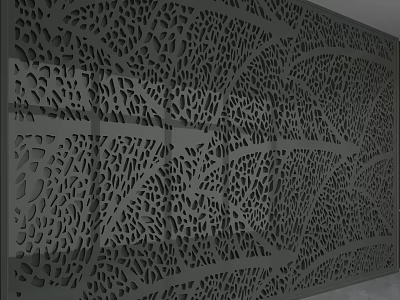 Green Perforated Background Wall With Intricate Tree Branch Pattern And Modern Design 3d model