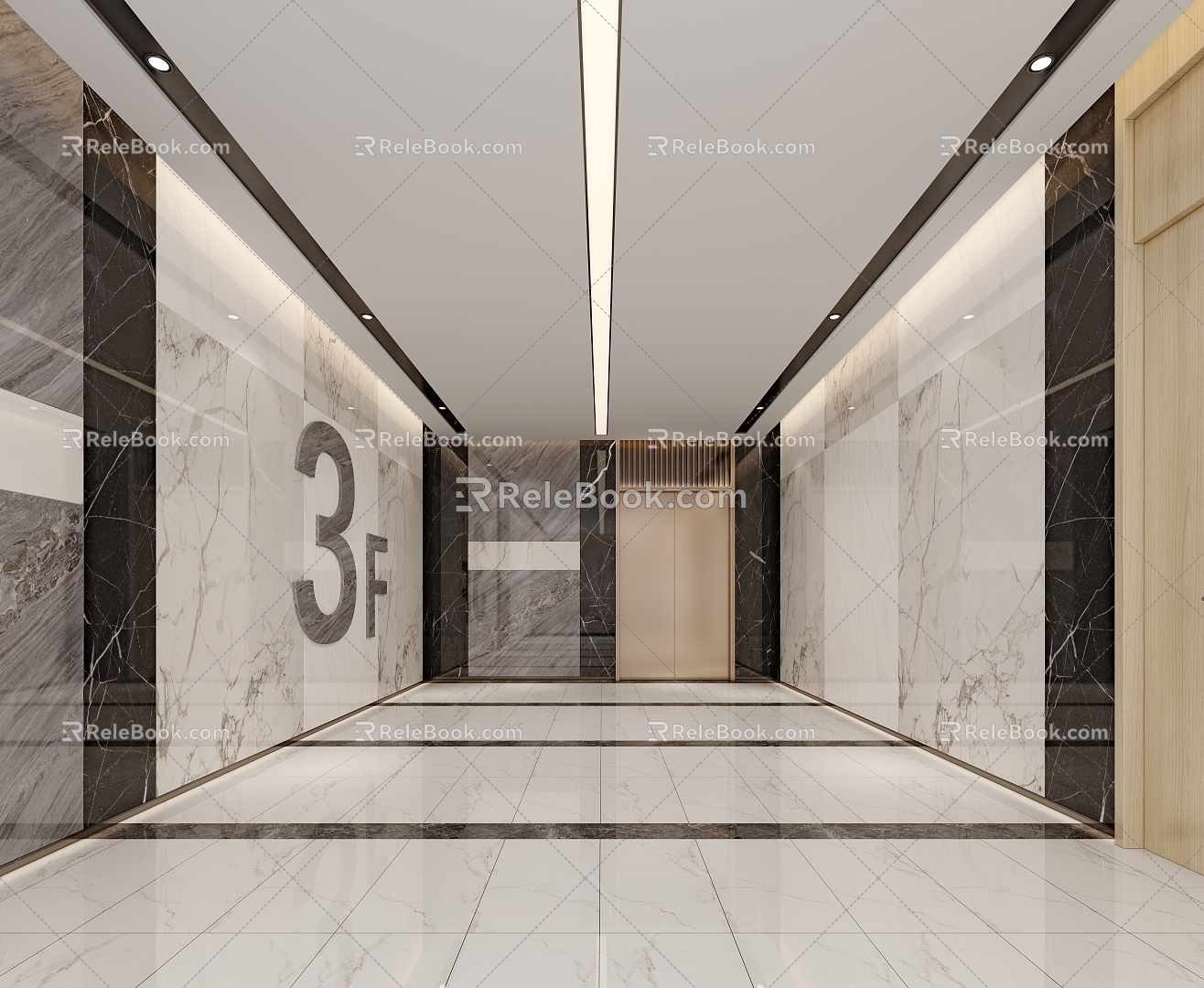 Elevator hall corridor aisle 3d model