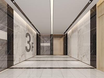 Elevator hall corridor aisle 3d model