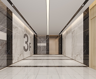 Elevator hall corridor aisle 3d model