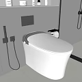 Modern Bathroom Interior Featuring Wall Mounted White Ceramic Toilet With Washbasin And Glass Shower