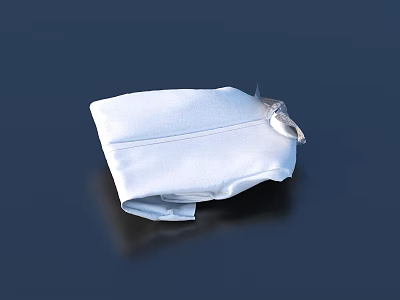 White clothes with a zipper neatly placed on a smooth dark background 3d model