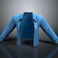 Blue Denim Jacket with Collared Design Open Front and Long Sleeves 3d model
