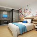 Modern Hotel Guest Room Interior With Gray Walls Wooden Headboard White Bed And Recessed Lighting