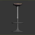 Modern Bar Stool With Wooden Seat Metal Frame Circular Base And Footrest